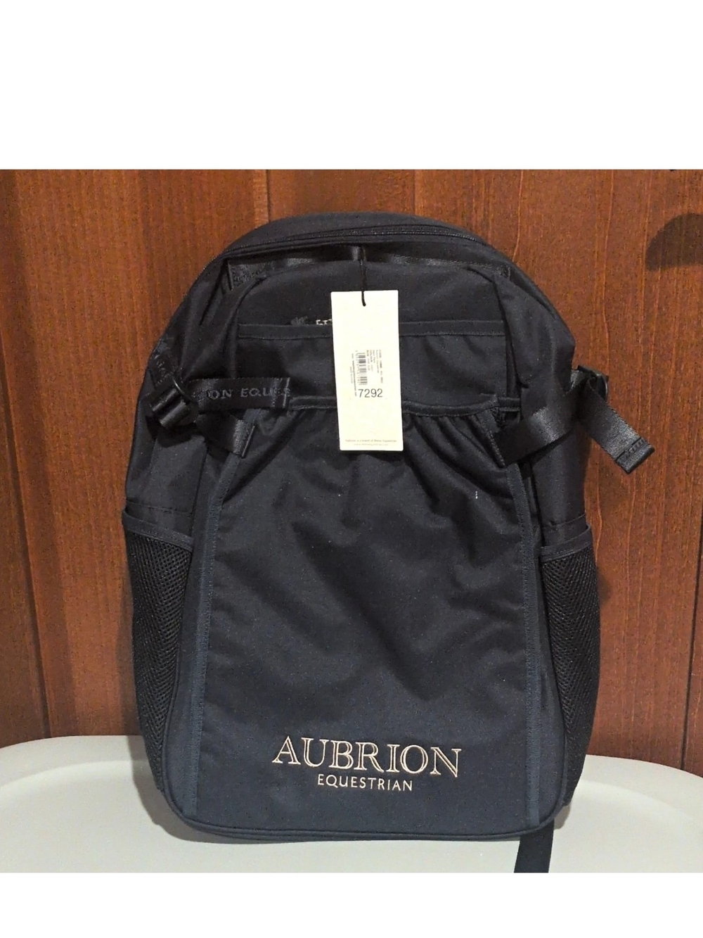 Aubrion Equestrian Navy Polyester Canvas Backpack Zip Pockets One Size